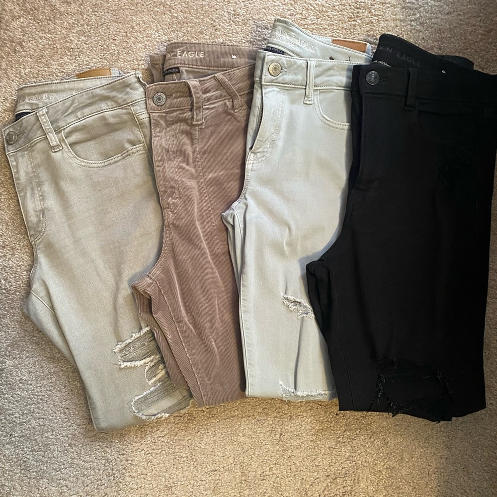 American Eagle Outfitters Women's Skinny Jeans - Black, Gray, Brown, Cream